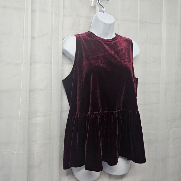 Mud Pie Burgundy Plum Velour Tank Peplum Y2K Goth Boho M - Picture 3 of 10